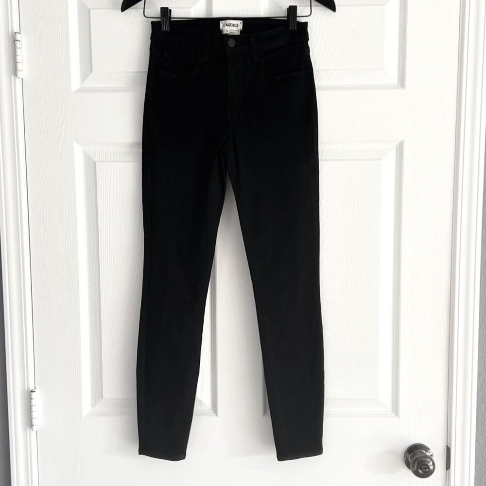 L'agence Margot high rise skinny ankle jeans in noir black size 25